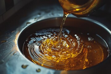 Wall Mural - Used Cooking oil being poured to container