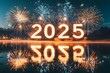 © Juliet Dreamhunter - 2025 New Year fireworks display with glowing numbers reflected on water