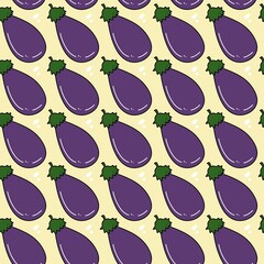 Poster - seamless pattern of eggplant cartoon