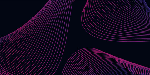 Poster - Abstract glowing wave lines on dark blue background. Dynamic wave pattern. Modern flowing wavy lines. Futuristic technology concept.