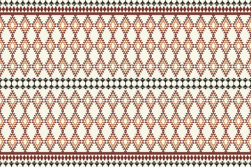 Aufkleber - Intricate diamond motifs in earthy tones, accented with symmetrical details and traditional geometric elements, create a balanced and elegant textile pattern