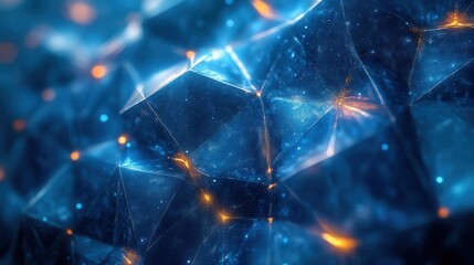 Poster - A vibrant, abstract representation of a network with blue and orange hues, suggesting depth and technological themes.