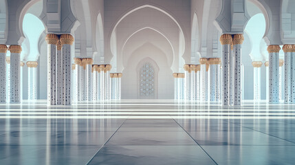 Poster - Elegant architectural design showcases intricate columns and soft light in a serene space