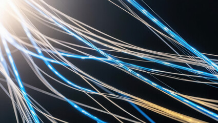 Poster - Advanced fiber network with glowing signal threads showcases abstract connectivity and ultra modern technology, creating vibrant visual experience