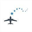 © creativeicon - Flight to Europe. European holiday. Airplane icon. Commercial aviation icon