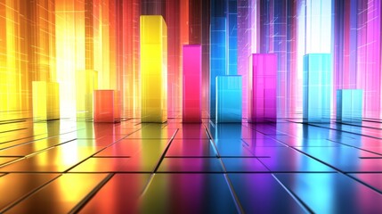 Poster - Vibrant Abstract Bar Graph Visualization with Colorful Background