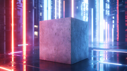 Aufkleber - Dynamic neutral platform showcase futuristic environment digital art abstract viewpoint innovative concepts for engagement