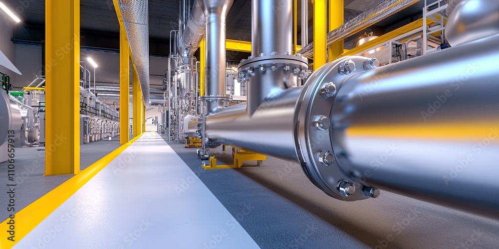 Chemical industry materials concept. A modern industrial interior ...