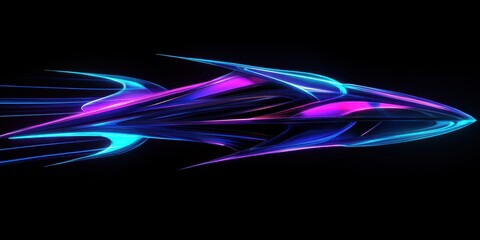 Poster - A colorful space ship with a blue tail
