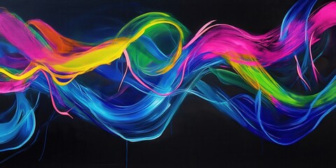 Poster - A colorful wave of paint is splashed across a black background