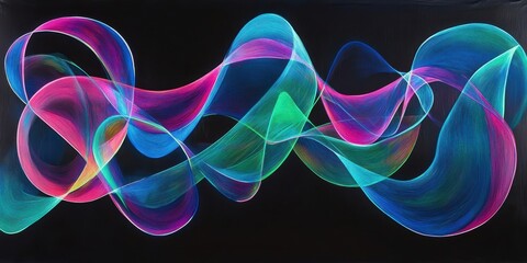 Poster - A colorful, abstract painting of a wave with a blue and green swirl