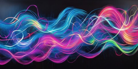Poster - A colorful, abstract painting of a wave with a rainbow of colors