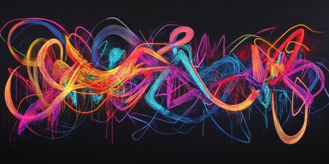 Poster - A colorful, abstract painting with a rainbow of colors and shapes
