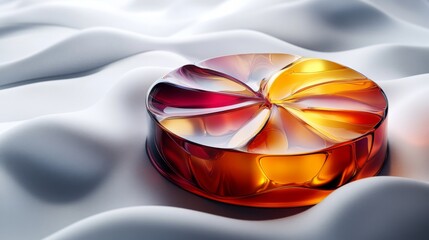 Poster - Colorful Abstract Glass Sculpture on Flowing White Surface