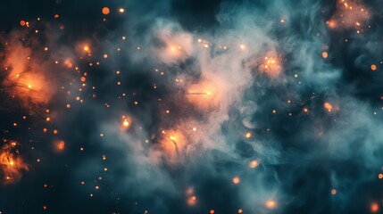 Poster - Ethereal Abstract Smoke and Light Background with Glowing Particles