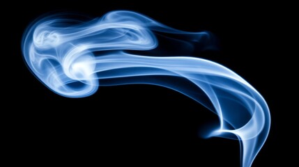 Fototapete - Ethereal Blue Smoke Flowing Gracefully Against a Black Background