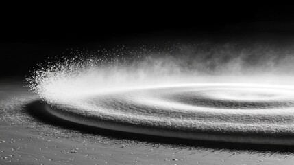 Fototapete - Black and White Abstract Spiral Pattern with Dust and Light Effects
