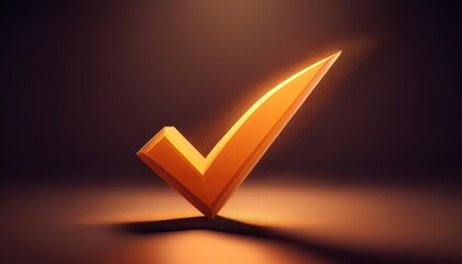 Poster - A glowing orange checkmark symbolizes approval and success against a dark, blurred background.