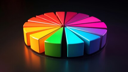 Aufkleber - Colorful Geometric Pie Chart Design on Dark Background
