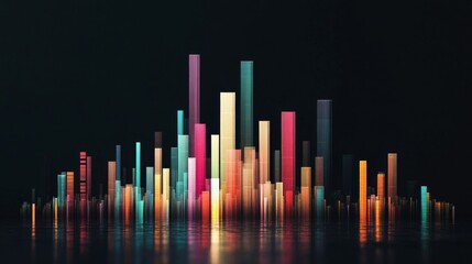 Poster - Colorful Abstract Data Visualization with Tall Bars in Dark Background