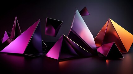 Aufkleber - Colorful Geometric Shapes Displayed on Dark Background for Art