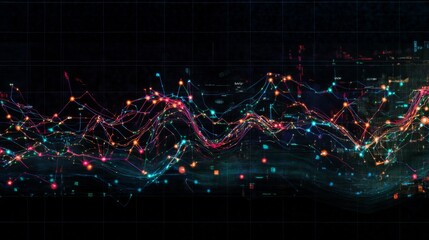 Poster - Abstract Digital Data Visualization with Colorful Light Trails