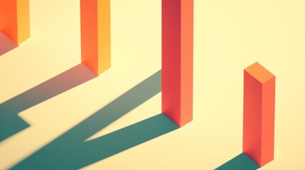 Poster - Abstract geometric shapes casting long shadows on a surface