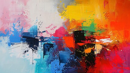 Poster - Artist creates dynamic abstract painting with bold strokes and energetic splashes for rich texture vibrant colors visually contemporary art concept.