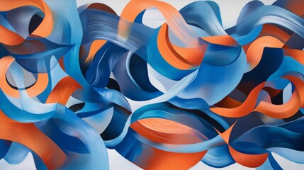 Aufkleber - Abstract Colorful Waves in Blue and Orange Tones for Art Lovers