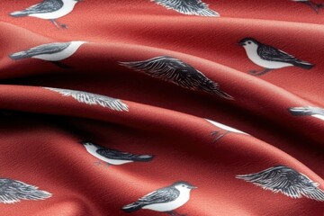 Poster - Intricate shadow play of chinese zodiac animals on red silk cultural display artistic scene textile art close-up view zodiac symbolism