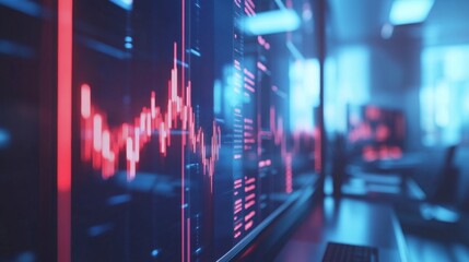 Poster - Dynamic financial data visualization modern office digital display tech environment close-up view data analysis