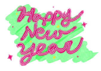 Wall Mural - Happy New Year Handwritten Typography Illustration