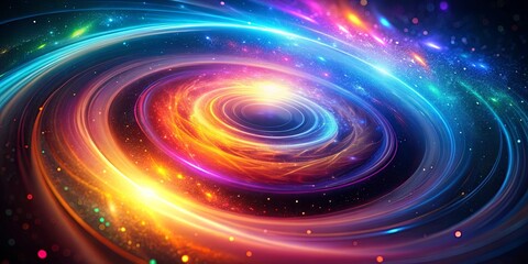 Wall Mural - Abstract Cosmic Swirl Vibrant Nebula with Energetic Light Trails and Glowing Particles