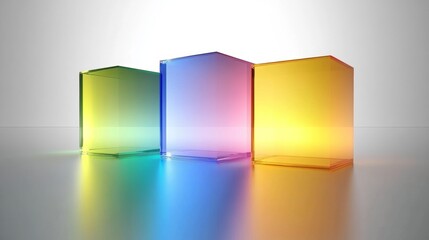 Poster - Colorful Transparent Cubes Minimalist Artwork Modern Geometric Design Stylish Graphic Resource