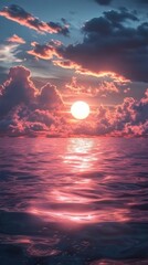 Poster - Pink Sunset over the Ocean: Serene Seascape