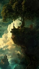 Canvas Print - Enchanted Landscape: Woman in a Dreamlike Fantasy World