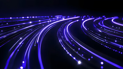 Aufkleber - A vibrant, abstract image showcasing flowing purple lines against a dark background, representing digital movement and energy