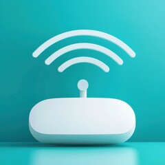 Poster - A white square with a blue background and a wifi symbol in the middle