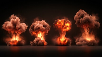 Aufkleber - Explosive fireballs erupting in sequence dramatic scene visual effects dark environment dynamic perspective action