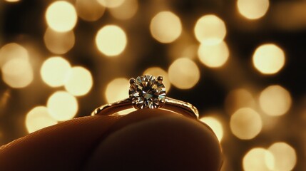 Wall Mural - Delicate Diamond Ring with Warm Bokeh Background