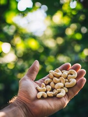 Poster - Celebrate National Cashew Day with a Close-Up of Raw Cashews in Natural Light - Perfect for Earth Day and Harvest Festival Themes