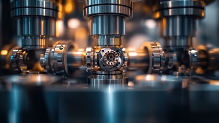 Poster - Close-up of intricate machinery components in an industrial setting.