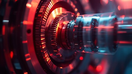 Poster - A close-up of a futuristic mechanical component with glowing elements.