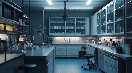 Poster - A modern laboratory filled with equipment and scientific supplies.