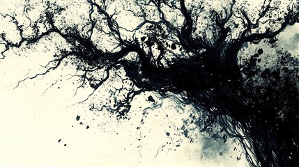 Sticker - dark tree branches: monochrome abstract nature art