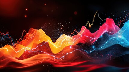 Poster - Abstract waves of vibrant colors representing data visualization and energy.