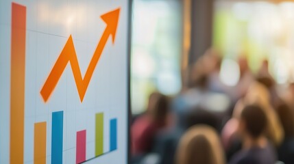 Poster - A graph showing growth trends in a business presentation setting.