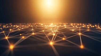 Poster - A digital landscape with glowing nodes connected by lines, symbolizing networks.
