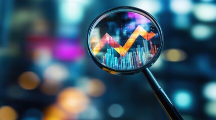 Poster - A magnifying glass focuses on a colorful graph, symbolizing data analysis.