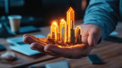 Poster - A hand holding glowing crystals, symbolizing innovation and potential.